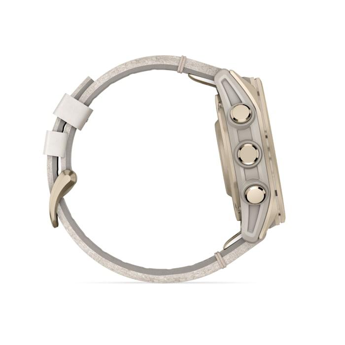 Fēnix® 8 - 43 mm, AMOLED, saphir, or rose avec bracelet en cuir ivoire
