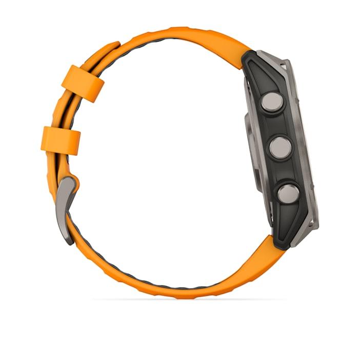 Fēnix® 8 - 47 mm, AMOLED, saphir, titane avec bracelet en silicone Spark Orange/Graphite