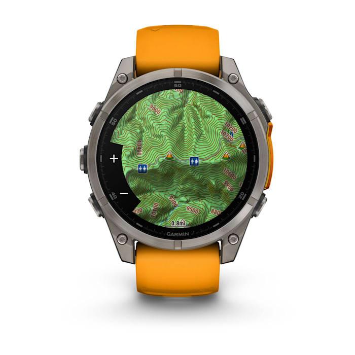 Fēnix® 8 - 47 mm, AMOLED, saphir, titane avec bracelet en silicone Spark Orange/Graphite