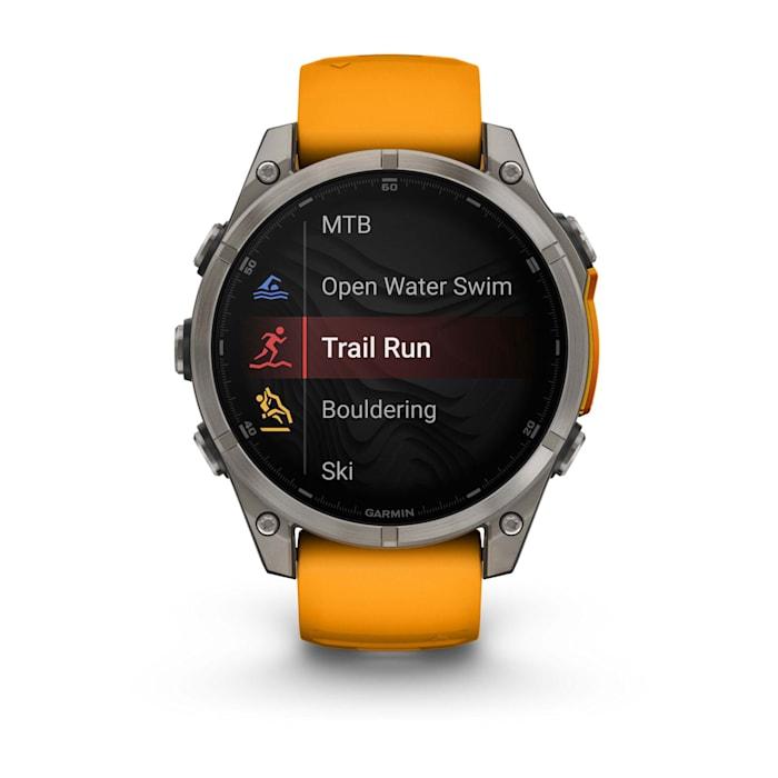 Fēnix® 8 - 47 mm, AMOLED, saphir, titane avec bracelet en silicone Spark Orange/Graphite
