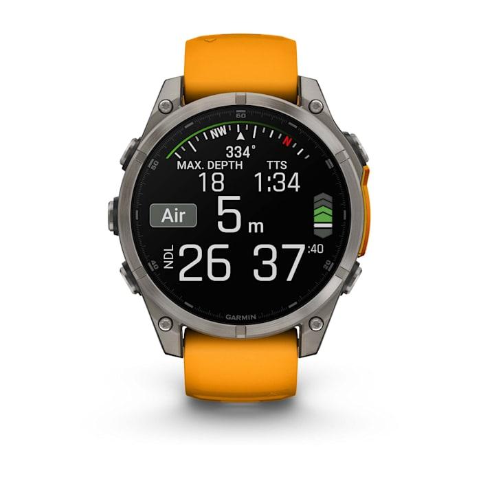 Fēnix® 8 - 47 mm, AMOLED, saphir, titane avec bracelet en silicone Spark Orange/Graphite