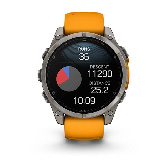 Fēnix® 8 - 47 mm, AMOLED, saphir, titane avec bracelet en silicone Spark Orange/Graphite