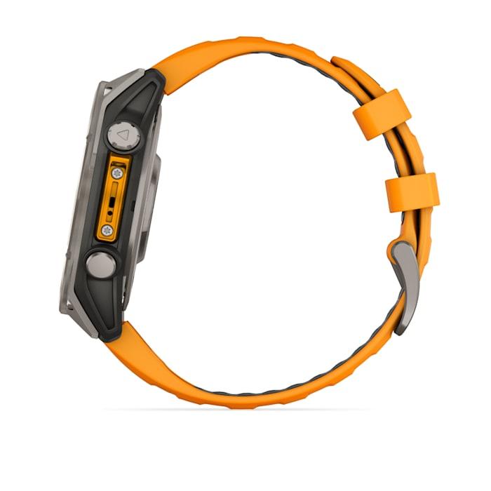 Fēnix® 8 - 47 mm, AMOLED, saphir, titane avec bracelet en silicone Spark Orange/Graphite
