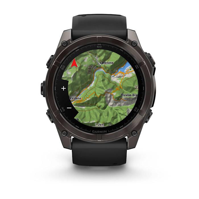 Fēnix® 8 - 51 mm, AMOLED, Sapphire, Carbon Grey DLC con cinturino in silicone Black/pebble grey