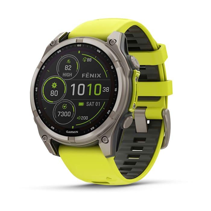 Fēnix® 8 - 47 mm, Solar, Sapphire, Titanium with Amp yellow/graphite silicone strap