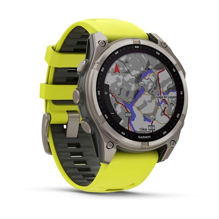 Fēnix® 8 - 47 mm, Solar, Sapphire, Titanium with Amp yellow/graphite silicone strap