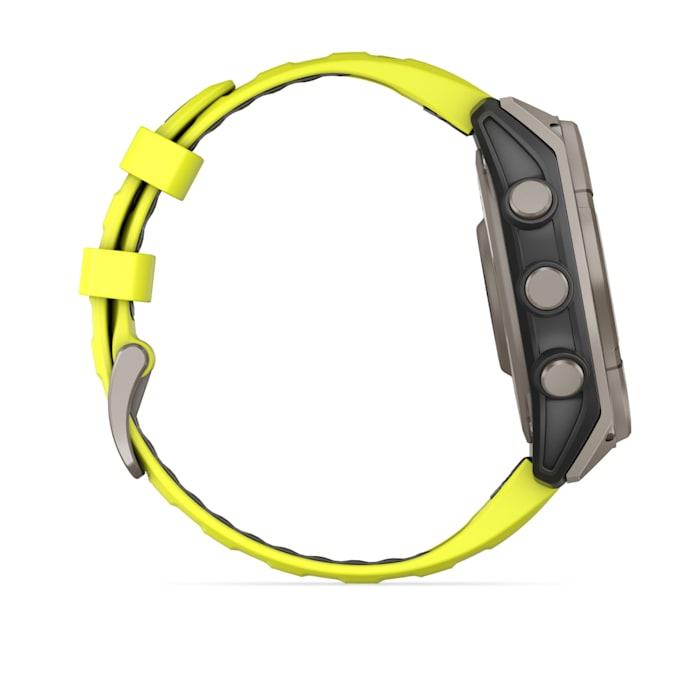 Fēnix® 8 - 47 mm, Solar, Sapphire, Titanium with Amp yellow/graphite silicone strap