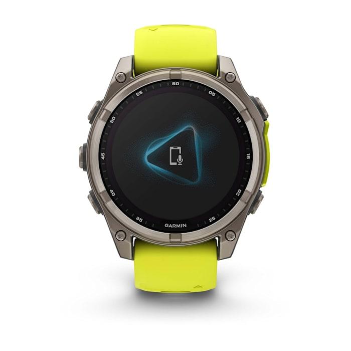 Fēnix® 8 - 47 mm, Solar, Sapphire, Titanium with Amp yellow/graphite silicone strap