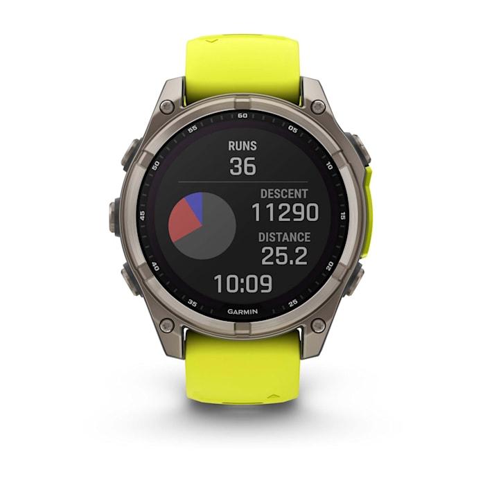 Fēnix® 8 - 47 mm, Solar, Sapphire, Titanium with Amp yellow/graphite silicone strap