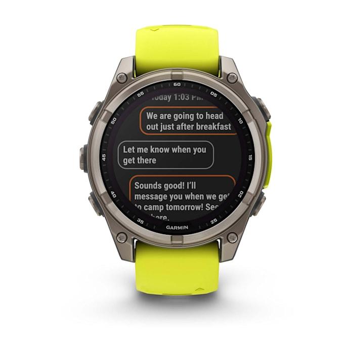Fēnix® 8 - 47 mm, Solar, Sapphire, Titanium with Amp yellow/graphite silicone strap