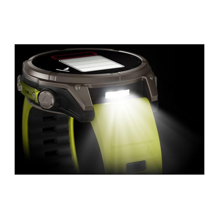 Fēnix® 8 - 47 mm, Solar, Sapphire, Titanium with Amp yellow/graphite silicone strap