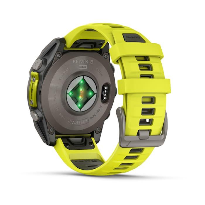 Fēnix® 8 - 47 mm, Solar, Sapphire, Titanium with Amp yellow/graphite silicone strap