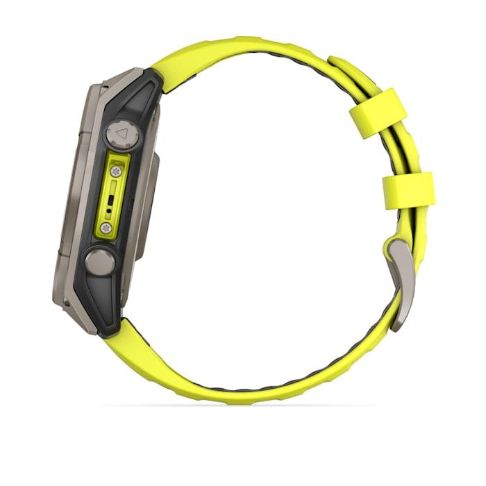Fēnix® 8 - 47 mm, Solar, Sapphire, Titanium with Amp yellow/graphite silicone strap