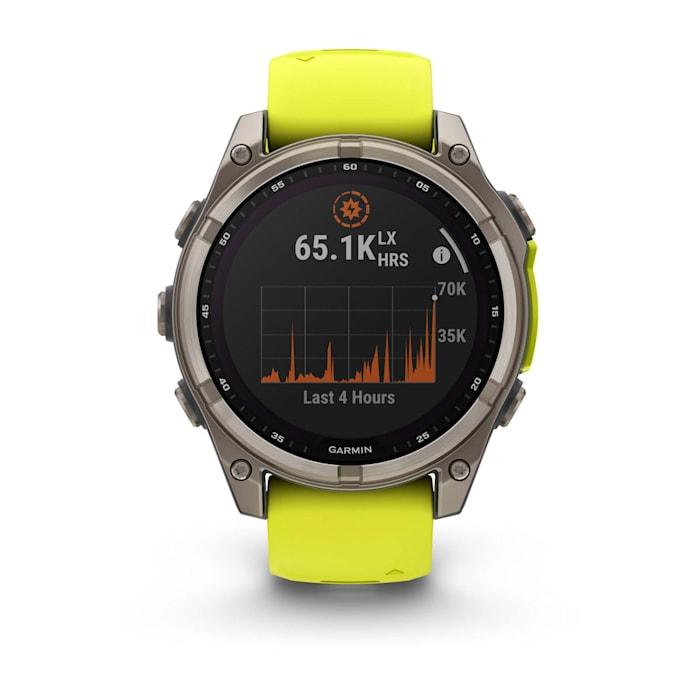 Fēnix® 8 - 47 mm, Solar, Sapphire, Titanium with Amp yellow/graphite silicone strap