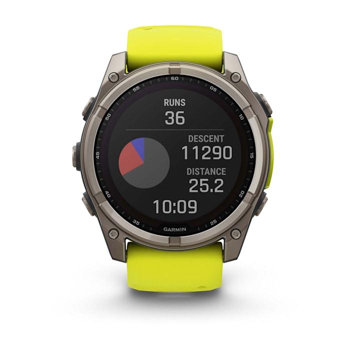Fēnix® 8 - 51 mm, Solar, Sapphire, Titanium with Amp yellow/graphite silicone strap