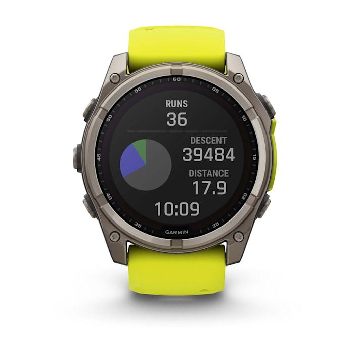 Fēnix® 8 - 51 mm, Solar, Sapphire, Titanium with Amp yellow/graphite silicone strap