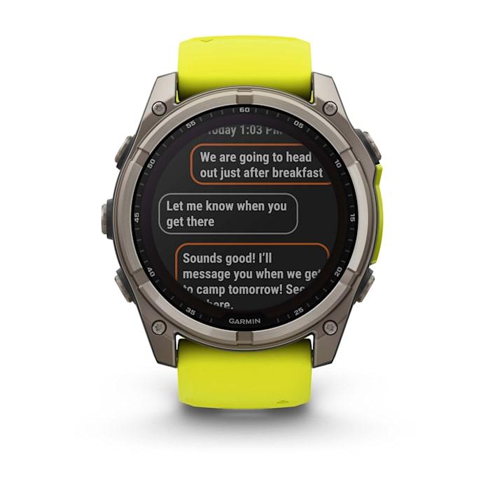 Fēnix® 8 - 51 mm, Solar, Sapphire, Titanium with Amp yellow/graphite silicone strap