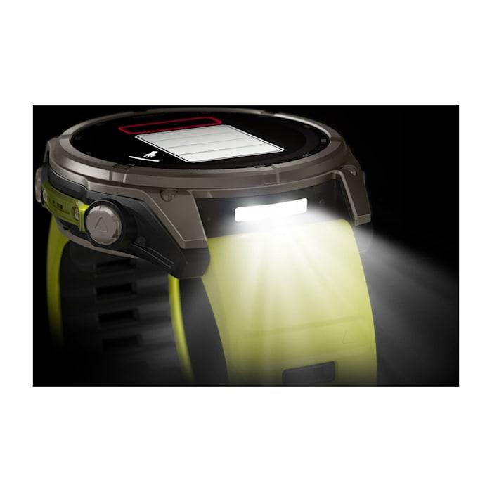 Fēnix® 8 - 51 mm, Solar, Sapphire, Titanium with Amp yellow/graphite silicone strap
