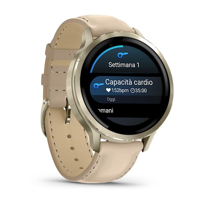 Venu® 4 – 41 mm, Lunar gold con cinturino in silicone Bone e cinturino in pelle Light Sand