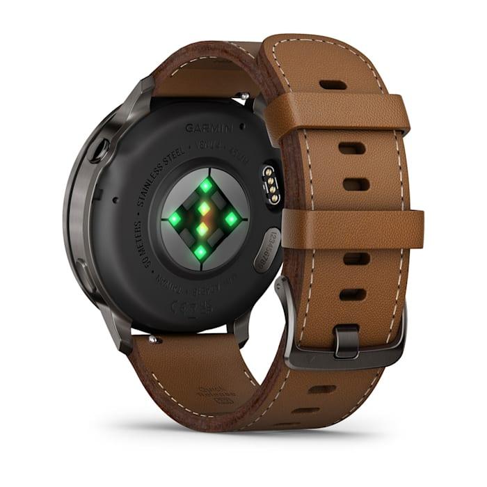 Venu® 4 – 45 mm, Slate con cinturino in silicone Black e cinturino in pelle Brown