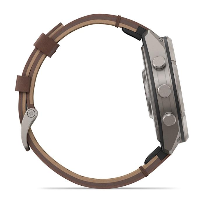 Fenix 9 Pro – inReach, 47mm, Titanio con cinturino in pelle Walnut - 010-04336-41