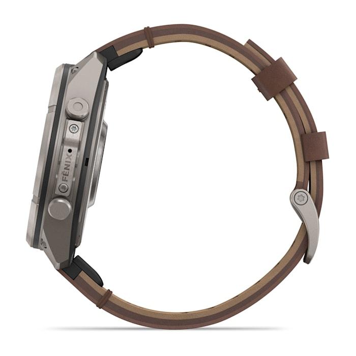 Fenix 9 Pro – inReach, 47mm, Titanio con cinturino in pelle Walnut - 010-04336-41