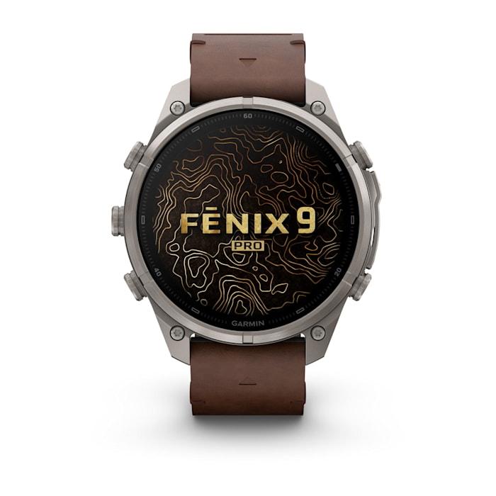 Fenix 9 Pro – inReach, 47mm, Titanio con cinturino in pelle Walnut - 010-04336-41