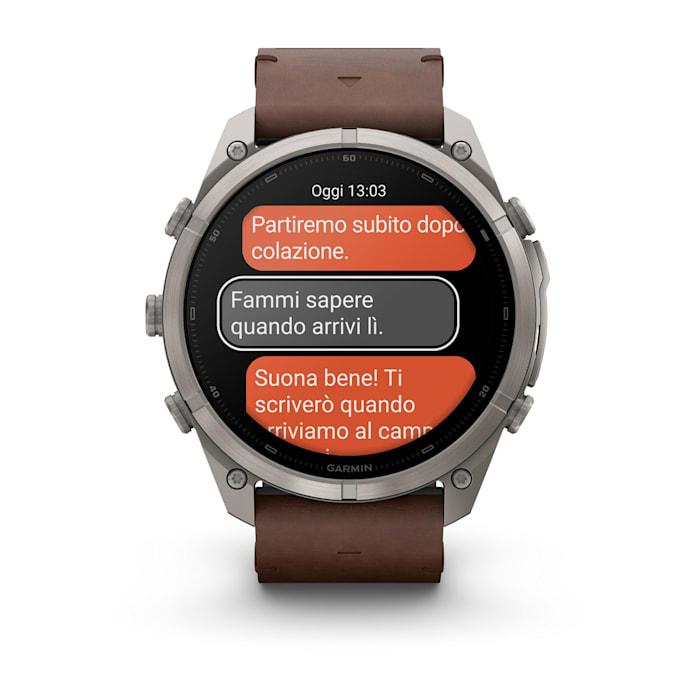 Fenix 9 Pro – inReach, 51mm, Titanio con cinturino in pelle Walnut - 010-04337-41