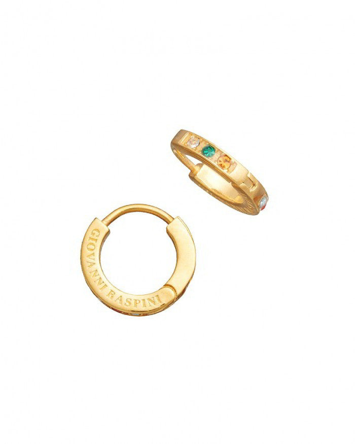 Petites boucles d'oreilles créoles dorées couleur cristal