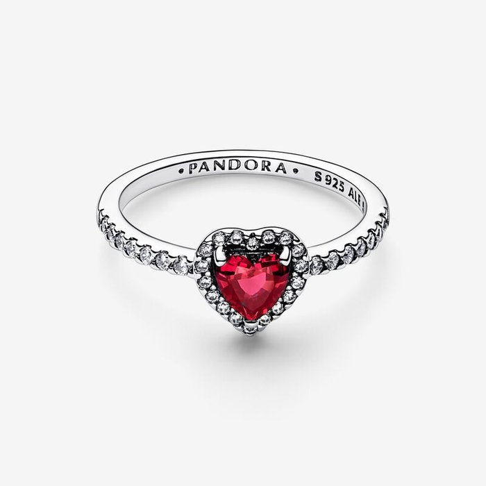 Anello Cuore in Rilievo Rosso