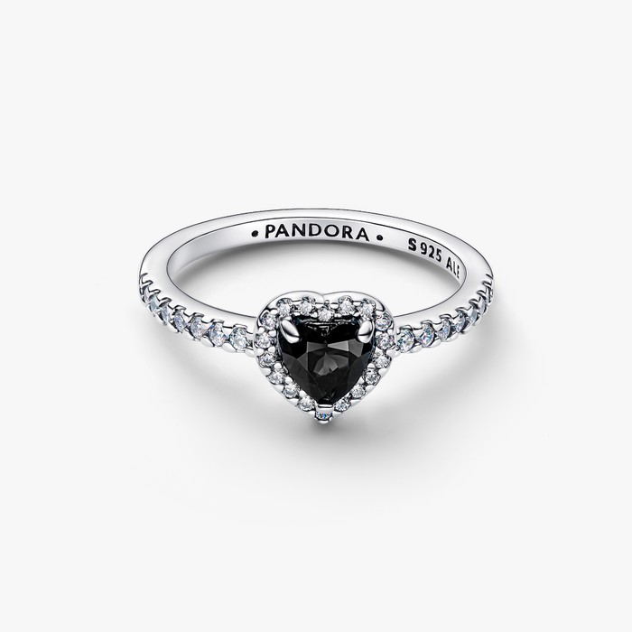 Anello Cuore in Rilievo Nero