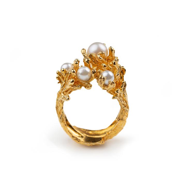 Anello Rami di Perle Gold