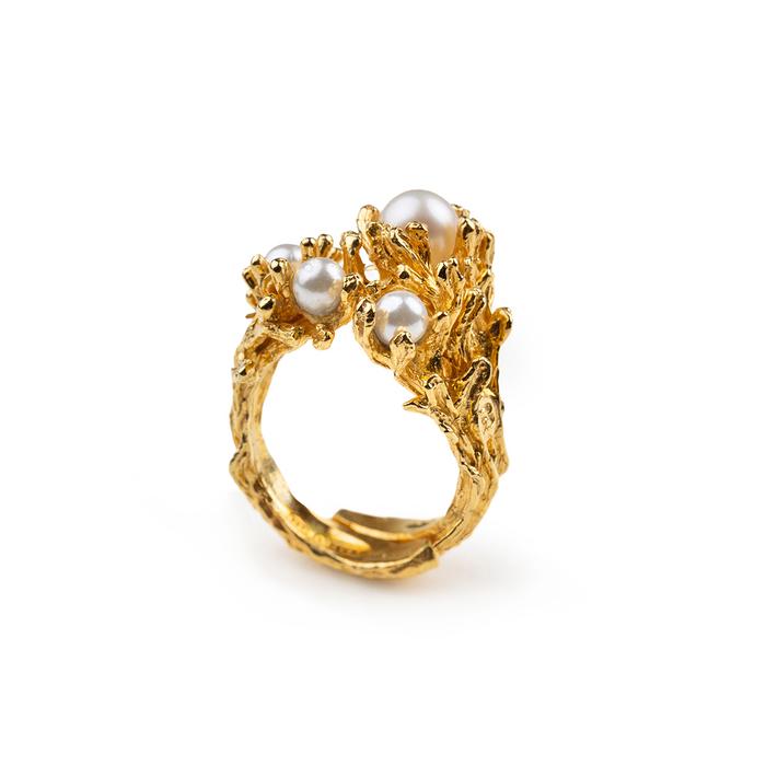 Anello Rami di Perle Gold