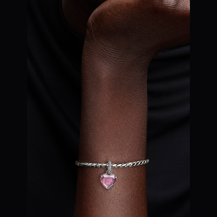 Charm Pendente Cuore Rosa Ti Voglio Bene Mamma