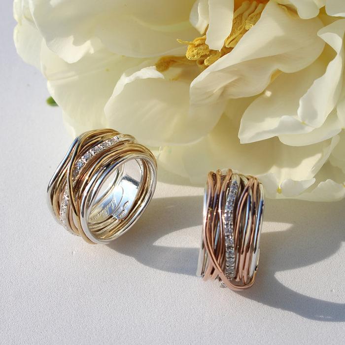 Filodellavita Classic 13 strands in Rose Gold, 925 Silver and 16 White Diamonds