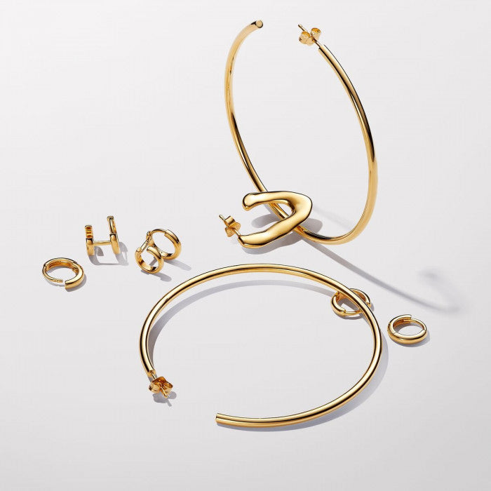 Boucles d'oreilles créoles ouvertes en V à ligne sinueuse