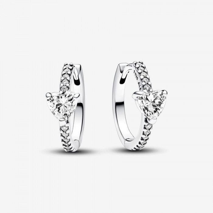 Boucles d'oreilles créoles pavées avec cœur