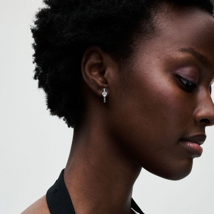 Boucles d'oreilles créoles pavées avec cœur