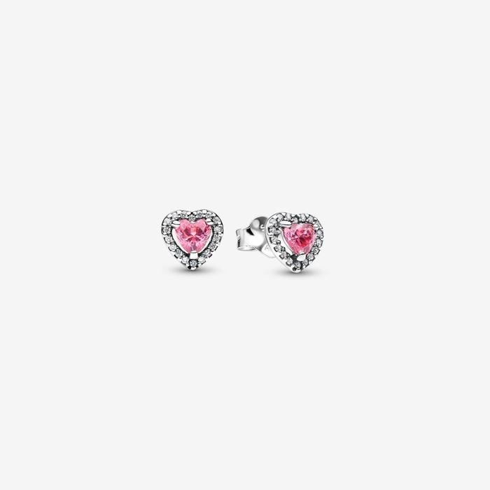 Boucles d'oreilles cœur en relief rose