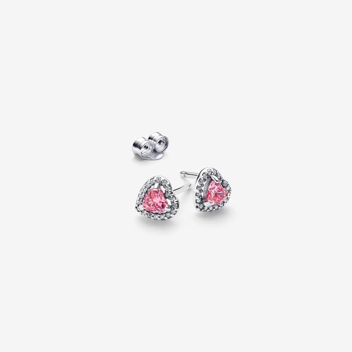 Boucles d'oreilles cœur en relief rose