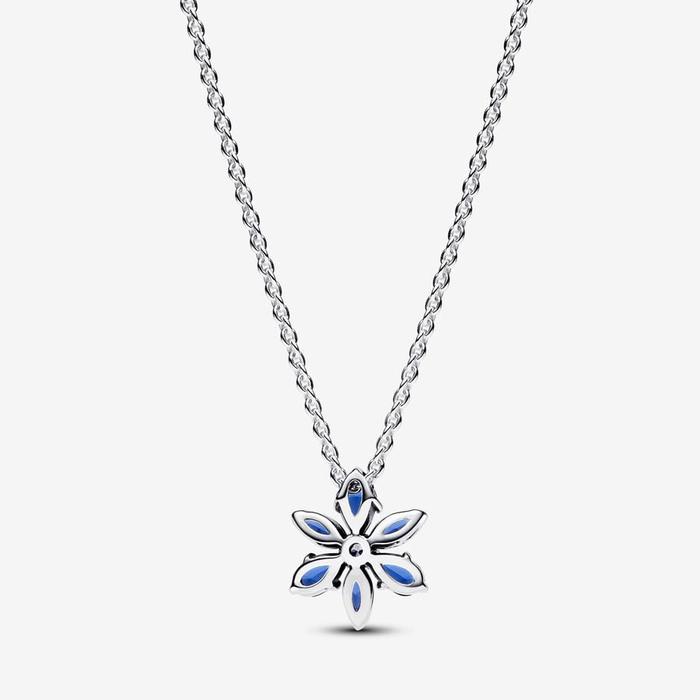 Collier pendentif fleur bleue herbier