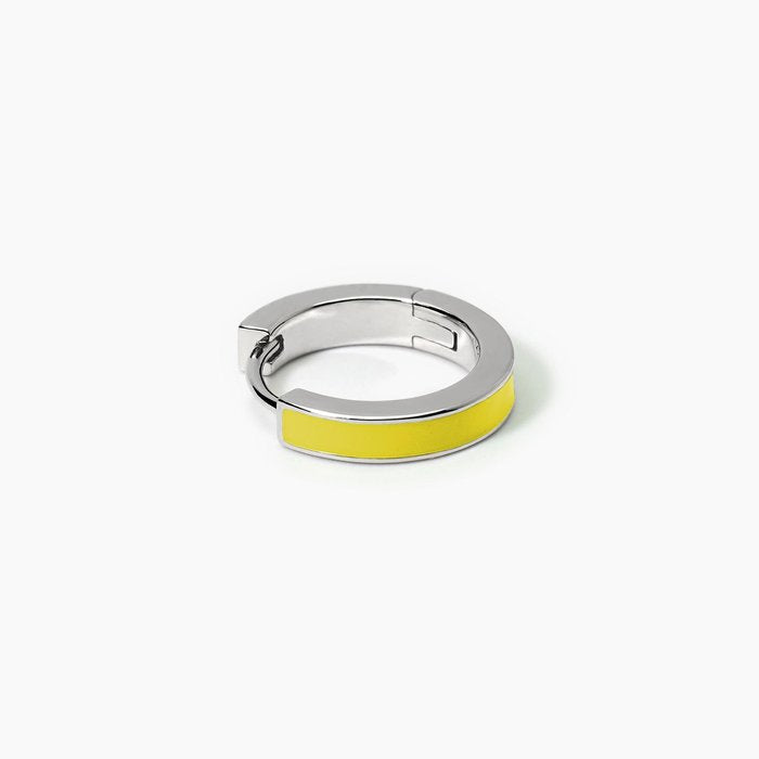 Boucle d'oreille créole en argent avec émail jaune COLOR BLOCK