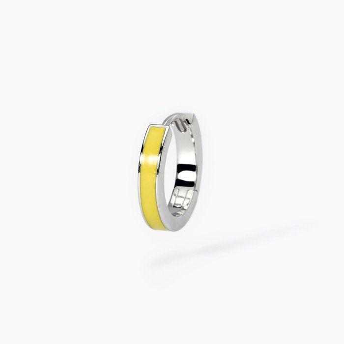 Boucle d'oreille créole en argent avec émail jaune COLOR BLOCK