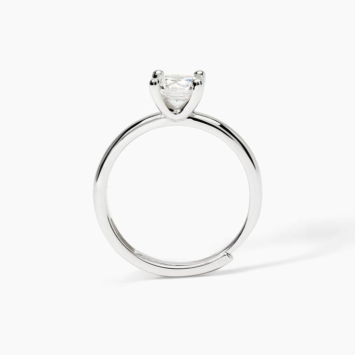 Bague solitaire en argent rhodié avec zircone SOLITAIRE