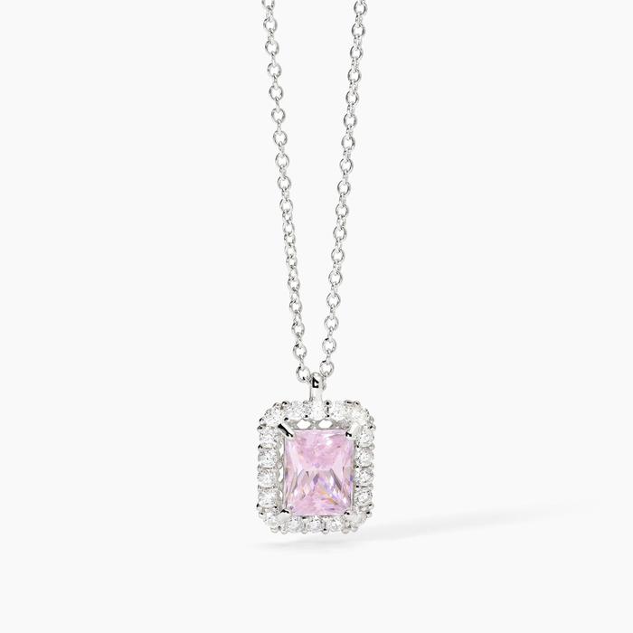 Collier ras du cou en argent avec zircon rose INFINITE DESIRE