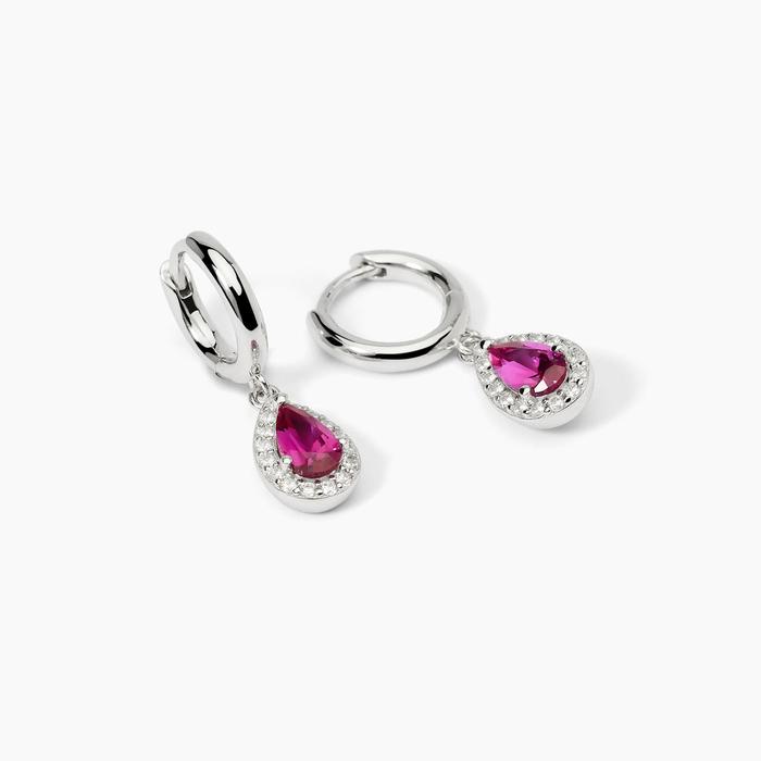 COOL OU RÉTRO ? Boucles d'oreilles créoles en rubis synthétique taille goutte