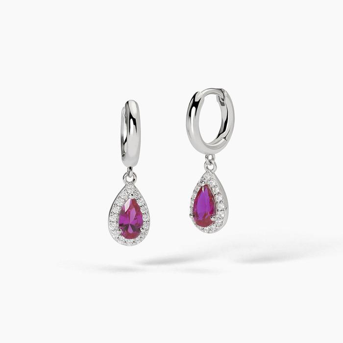 COOL OU RÉTRO ? Boucles d'oreilles créoles en rubis synthétique taille goutte