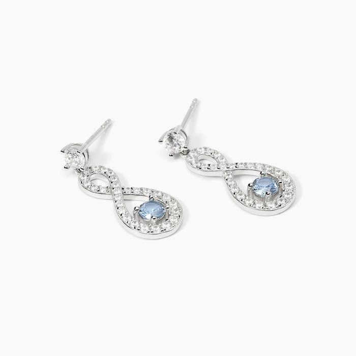 ENDLESS Infinity and Aquamarine Silver Earrings