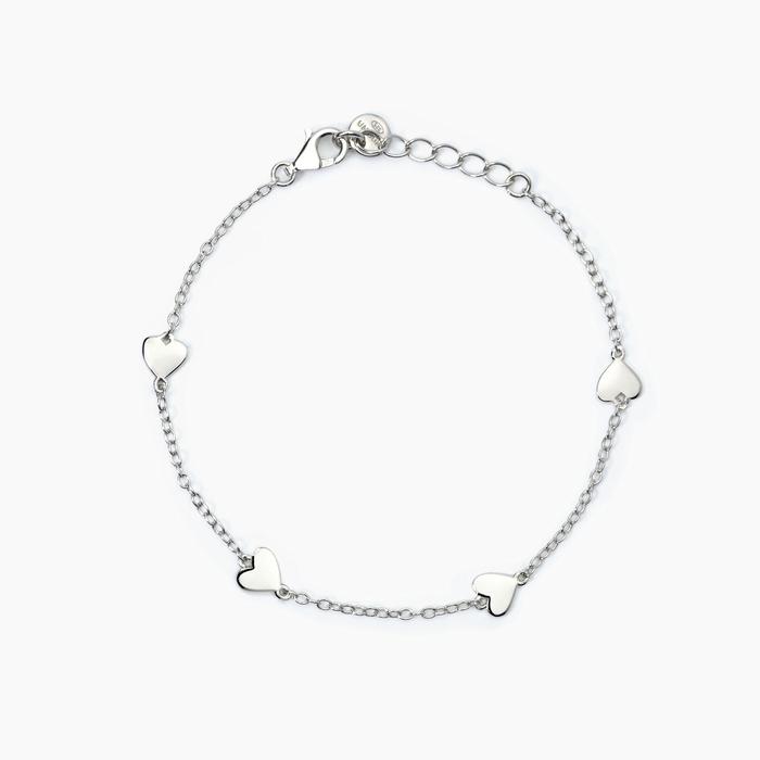 Bracelet en argent avec coeurs MON AMOUR