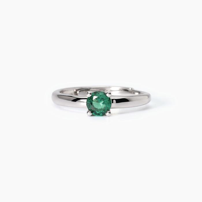 Bague femme Isabel en argent avec émeraude synthétique